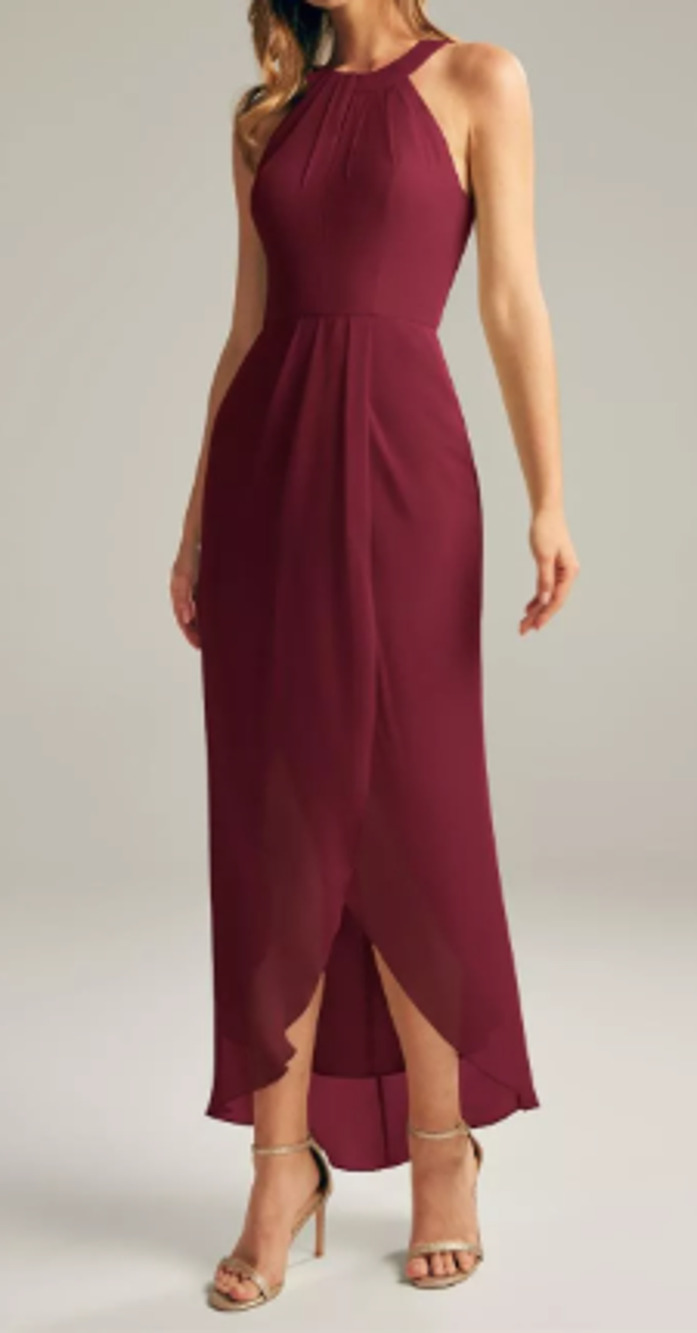 AW BRIDAL 4 S burgundy red Raja bridesmaid formal party midi dress NEW B25